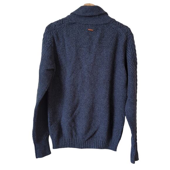 Christian Lacroix Blue Cable Knit 100% Cotton Sweater Premium Button Cardigan M - Picture 2 of 6